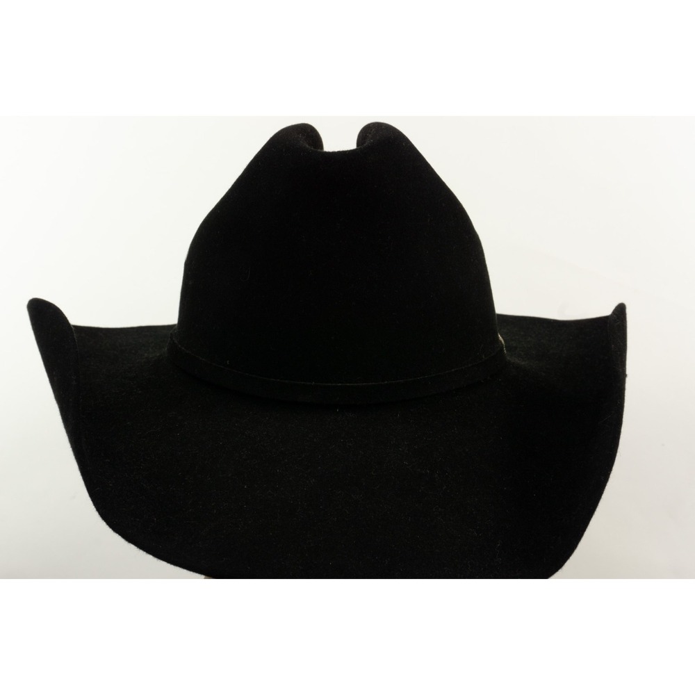 Vintage Resistol 7XXXXXXX Western Cowboy Hat Black Conforming Silver Medallion